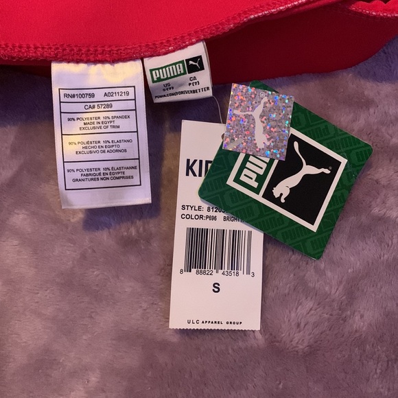 Puma Pink and gray leggings with baby pink writing that says puma.  S (7) Girls - Picture 3 of 4